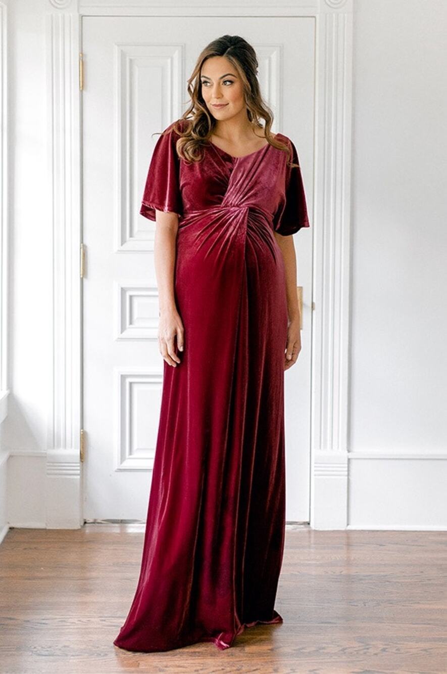 Revelry Plus Size Maternity Gwen Velvet Dress Wmns 18 Sleeves V Neck Plus Size